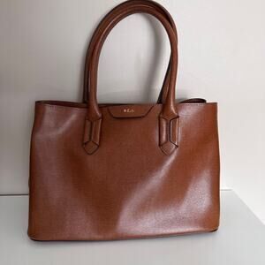Lauren Ralph Lauren Tate City Tote Brown Leather Handbag